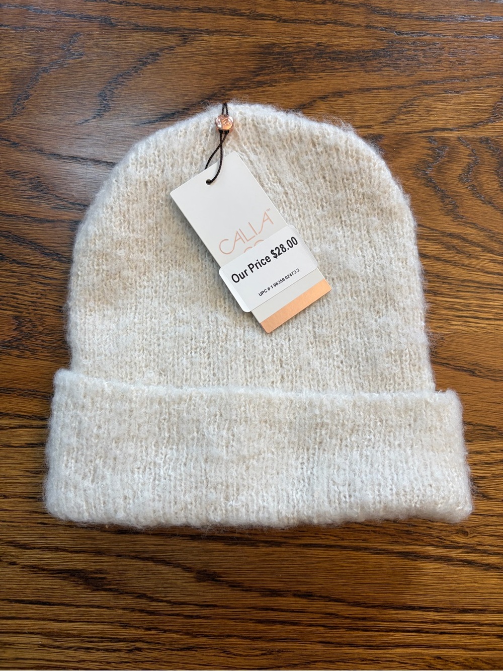 Calia Off-White‎ Soft Fuzzy Knit Folded Cuff Beanie NWT Fall Winter Cold Neutral